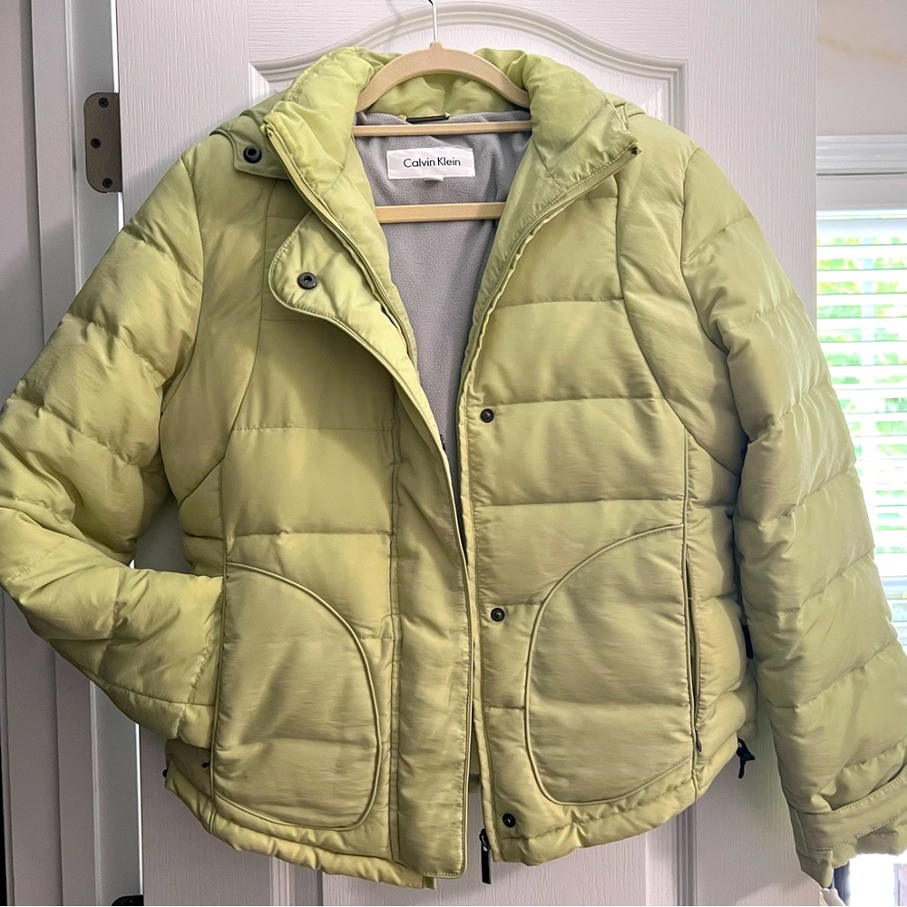 Lime green short puffer